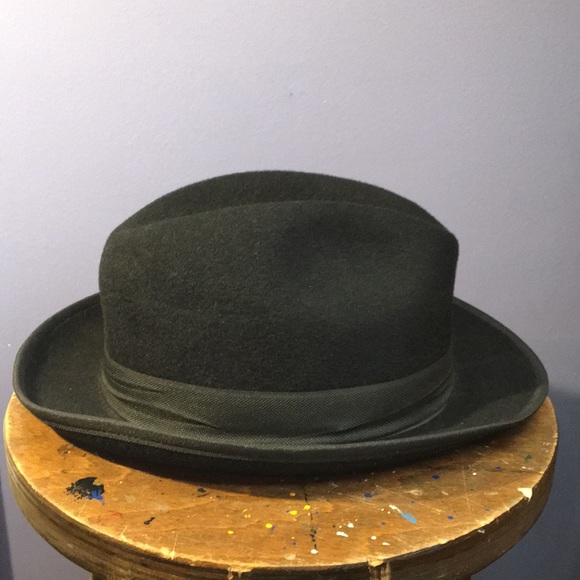 Vintage Pepo Sapka hat factorie Istanbul black felt Homburg 2” wide brim cap - Picture 4 of 12